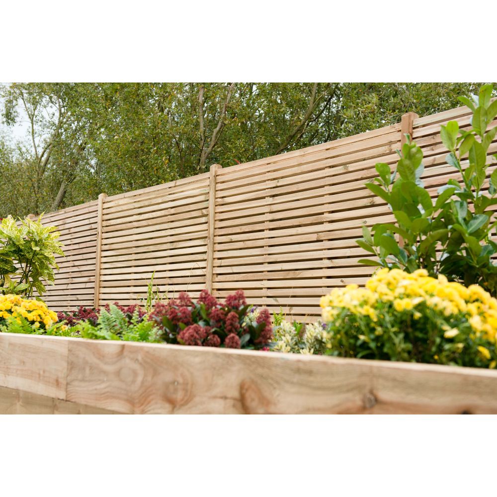 Forest Garden Contemporary Double Slatted Fence Panel Brighton Shop